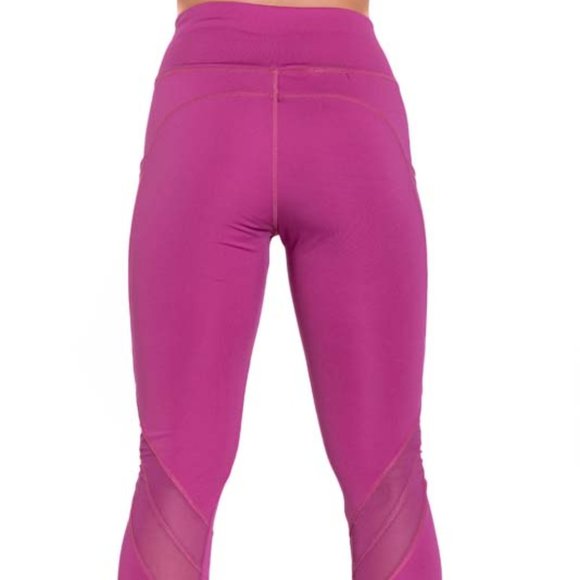 High-Waisted & Mash Panel Gym and Yoga Leggings with Side Pockets Rose - Picture 7 of 7